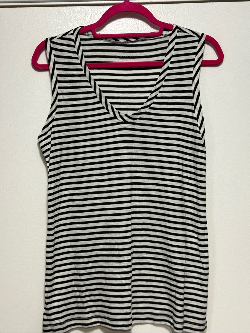 Caslon Black and White Striped V-Neck Tank